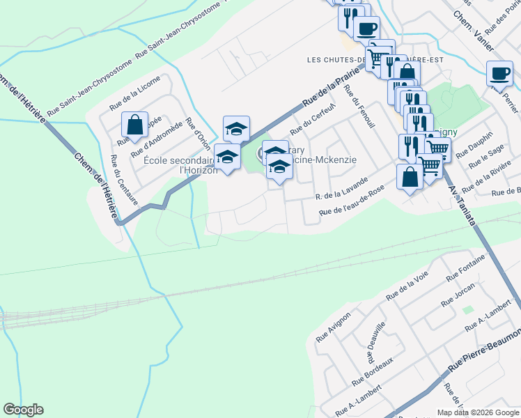 map of restaurants, bars, coffee shops, grocery stores, and more near 1767 Rue du Romarin in Lévis