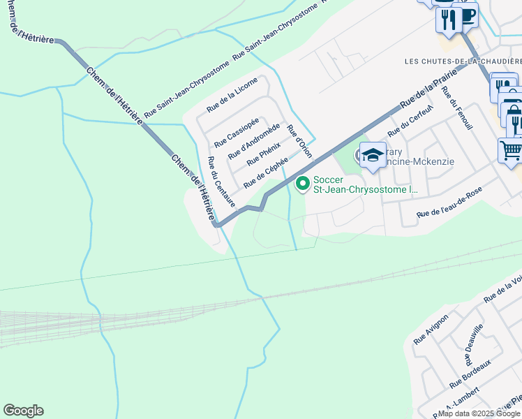 map of restaurants, bars, coffee shops, grocery stores, and more near 1862 Rue de la Prairie Ouest in Lévis