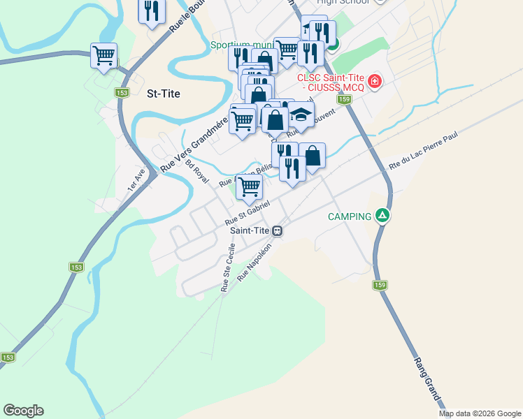 map of restaurants, bars, coffee shops, grocery stores, and more near 290 Rue Saint Gabriel in Saint-Tite