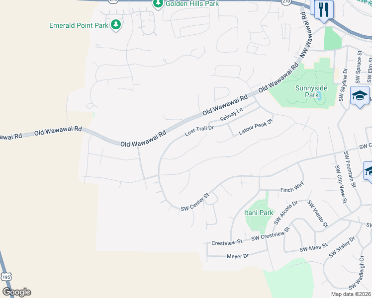 map of restaurants, bars, coffee shops, grocery stores, and more near 1350 Lehman Court in Pullman