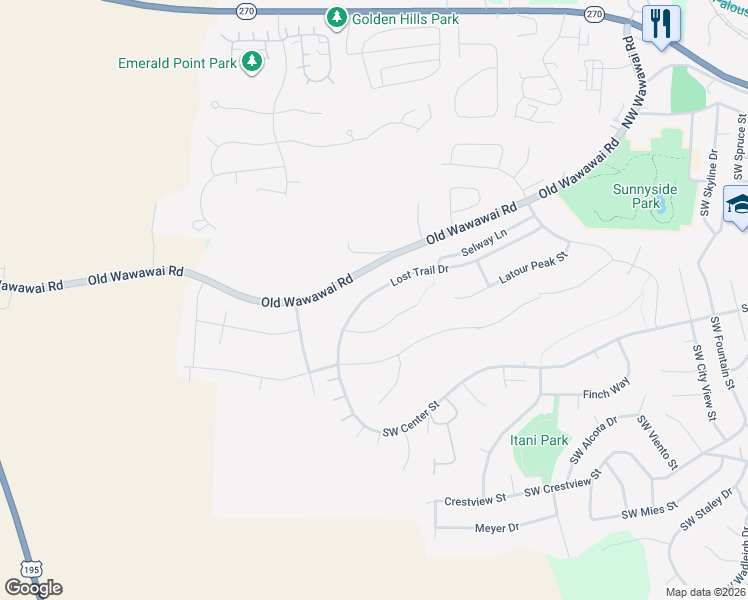 map of restaurants, bars, coffee shops, grocery stores, and more near 1350 Lehman Court in Pullman