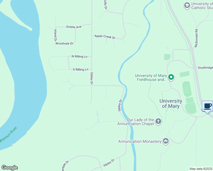 map of restaurants, bars, coffee shops, grocery stores, and more near 7194 Sibley Drive in Bismarck
