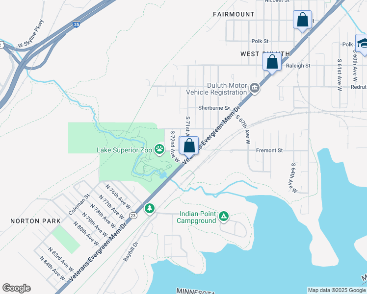 map of restaurants, bars, coffee shops, grocery stores, and more near 525 South 71st Avenue West in Duluth