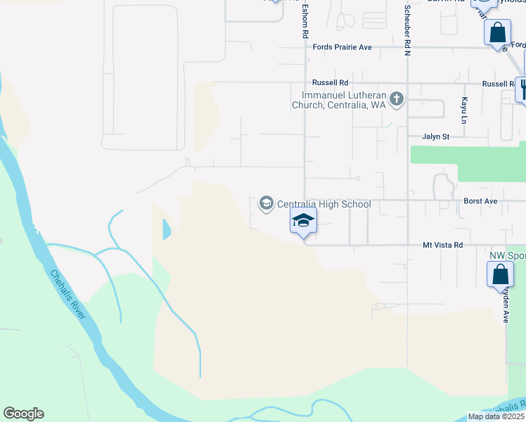 map of restaurants, bars, coffee shops, grocery stores, and more near 813 Eshom Road in Centralia