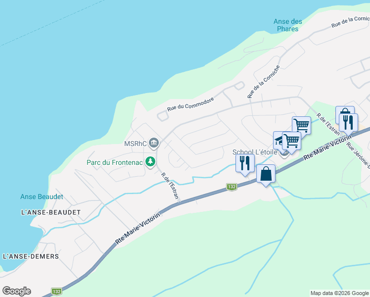 map of restaurants, bars, coffee shops, grocery stores, and more near 1595 Rue des Caboteurs in Saint-Nicolas