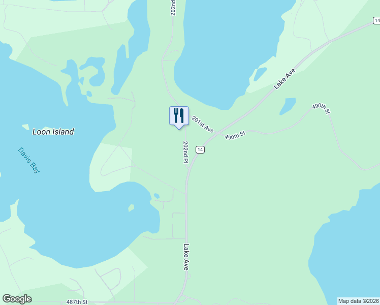 map of restaurants, bars, coffee shops, grocery stores, and more near 49404 Lake Avenue in McGregor