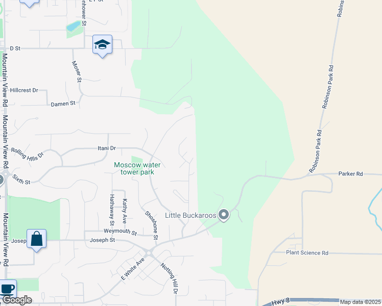 map of restaurants, bars, coffee shops, grocery stores, and more near 418 Hoeger Court in Moscow