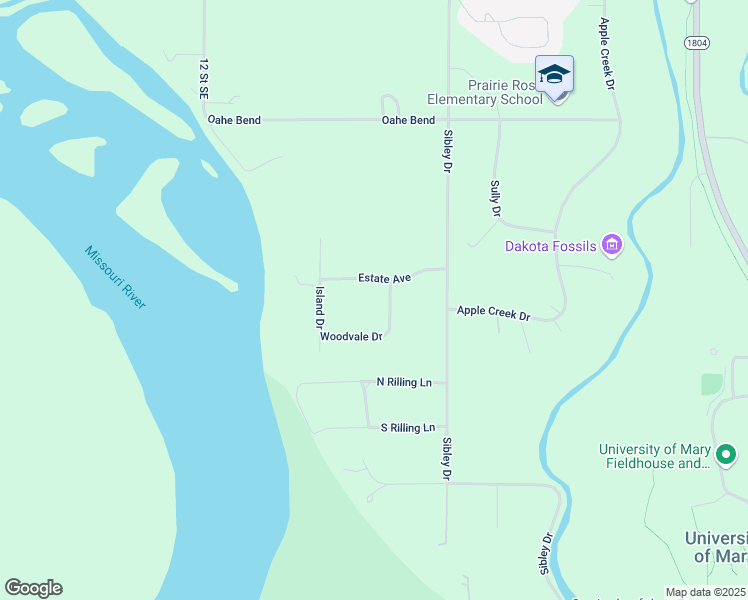 map of restaurants, bars, coffee shops, grocery stores, and more near 1500-1798 Woodvale Drive in Bismarck