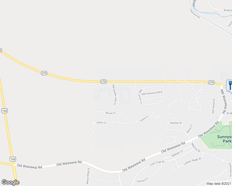 map of restaurants, bars, coffee shops, grocery stores, and more near 345 Southwest Golden Hills Drive in Pullman