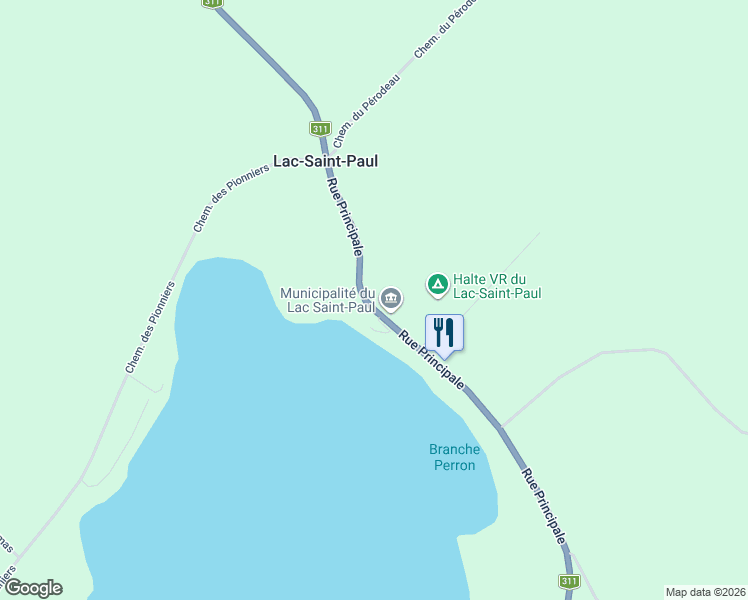 map of restaurants, bars, coffee shops, grocery stores, and more near 392 Rue Principale in Lac-Saint-Paul