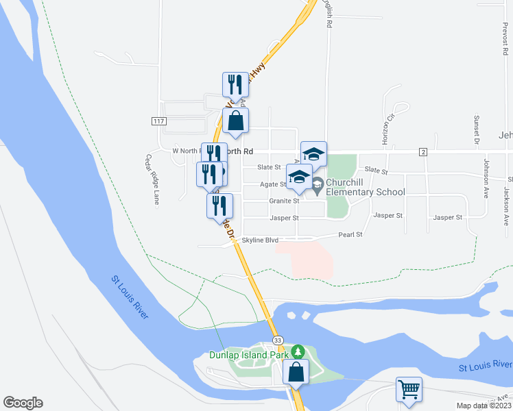 map of restaurants, bars, coffee shops, grocery stores, and more near 316 Granite Street in Cloquet