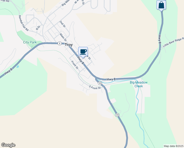 map of restaurants, bars, coffee shops, grocery stores, and more near 604 South Main Street in Troy