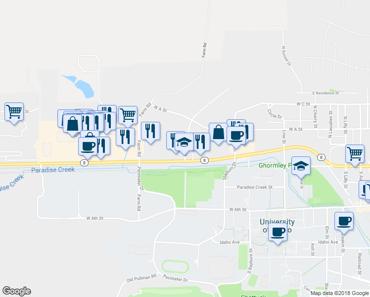 map of restaurants, bars, coffee shops, grocery stores, and more near 101 Baker Street in Moscow