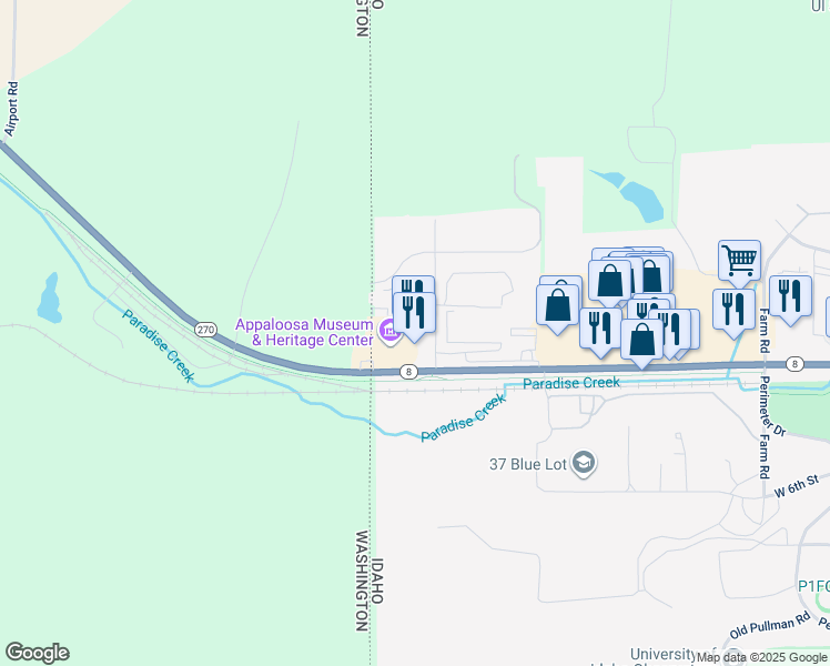 map of restaurants, bars, coffee shops, grocery stores, and more near 133-147 Warbonnet Dr in Moscow