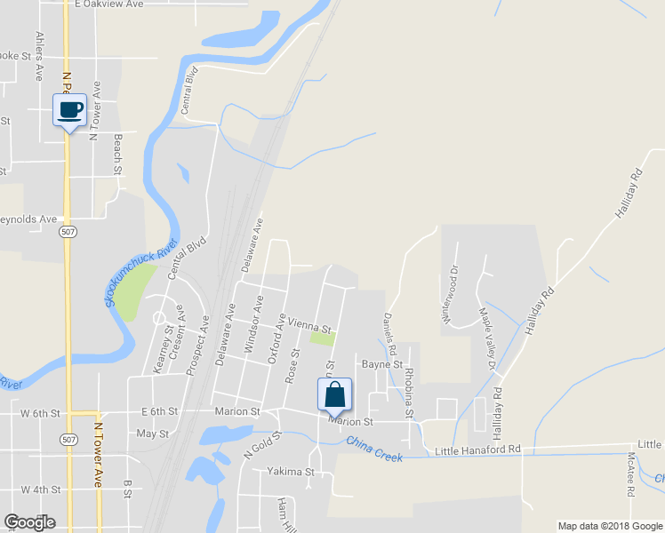 map of restaurants, bars, coffee shops, grocery stores, and more near 1610 Pike Street in Centralia