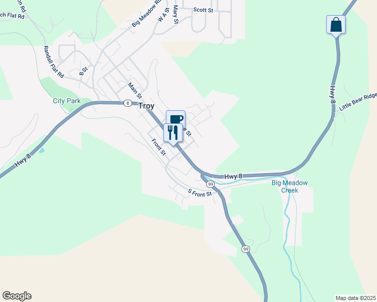 map of restaurants, bars, coffee shops, grocery stores, and more near 604 South Main Street in Troy