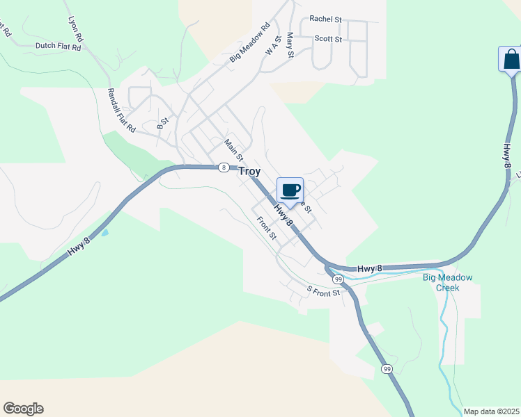 map of restaurants, bars, coffee shops, grocery stores, and more near 321 South Main Street in Troy