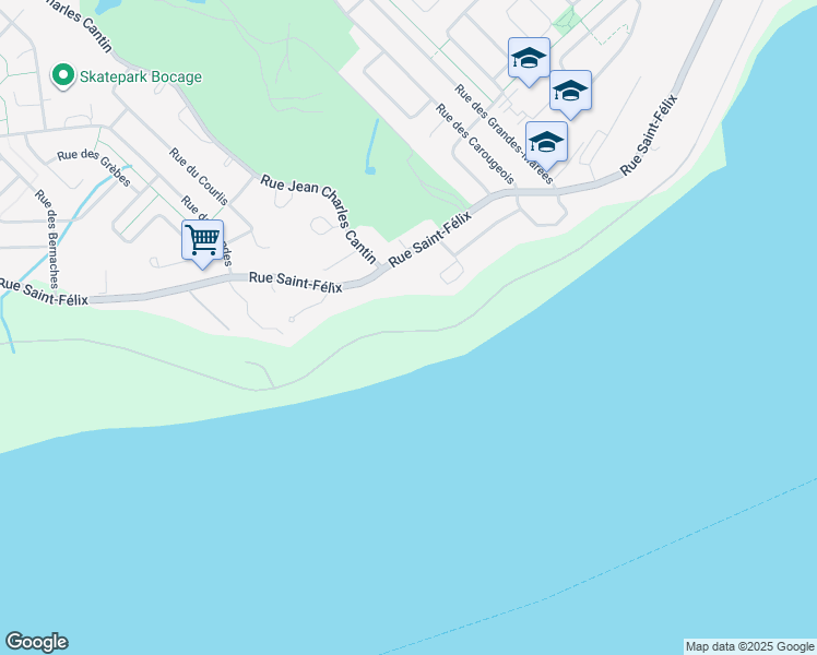 map of restaurants, bars, coffee shops, grocery stores, and more near 280 Chemin de la Plage Saint Laurent in Québec