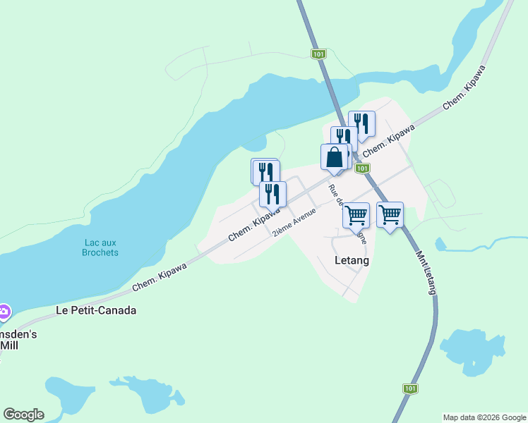 map of restaurants, bars, coffee shops, grocery stores, and more near 1470 Chemin Kipawa in Témiscaming