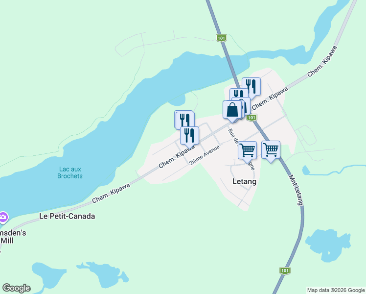 map of restaurants, bars, coffee shops, grocery stores, and more near 1470 Chemin Kipawa in Témiscaming