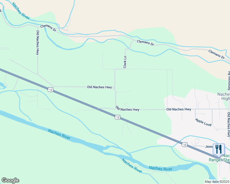 map of restaurants, bars, coffee shops, grocery stores, and more near 11100 Old Naches Hwy in Naches