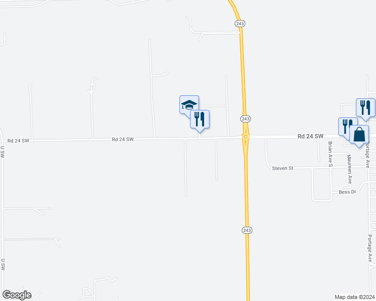 map of restaurants, bars, coffee shops, grocery stores, and more near 100 Patchee Drive in Mattawa