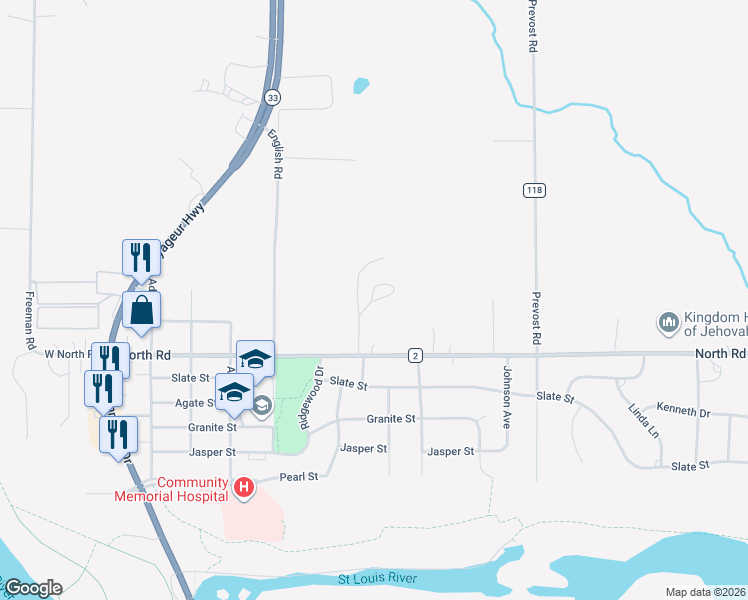 map of restaurants, bars, coffee shops, grocery stores, and more near 701 North Road in Cloquet