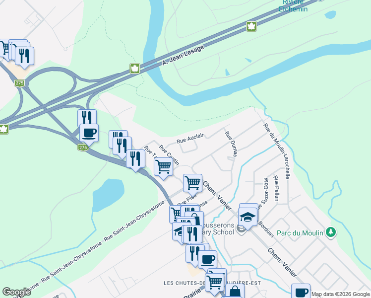map of restaurants, bars, coffee shops, grocery stores, and more near 965 Rue de la Sucrerie in Lévis