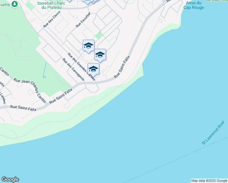 map of restaurants, bars, coffee shops, grocery stores, and more near 201 Chemin de la Plage Saint Laurent in Québec