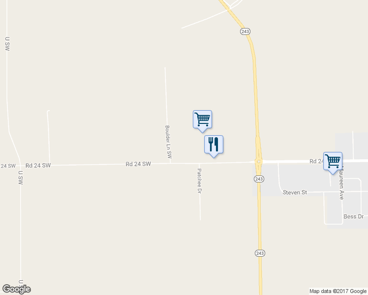 map of restaurants, bars, coffee shops, grocery stores, and more near 20276 Road 24 Southwest in Mattawa