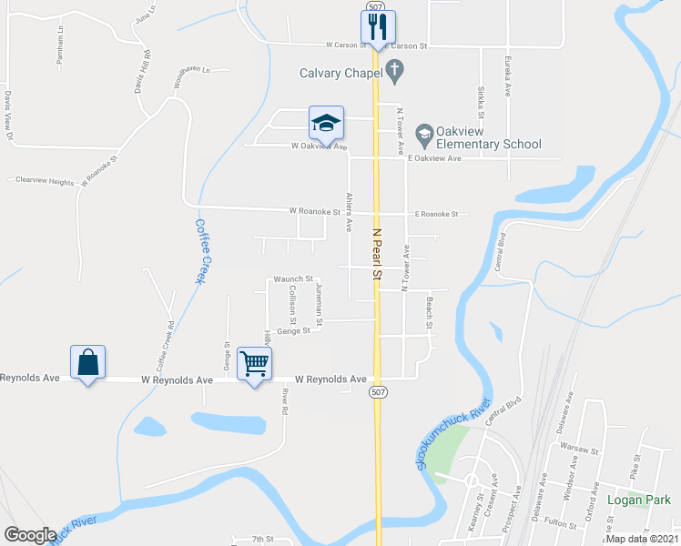 map of restaurants, bars, coffee shops, grocery stores, and more near 1906 Ahlers Avenue in Centralia