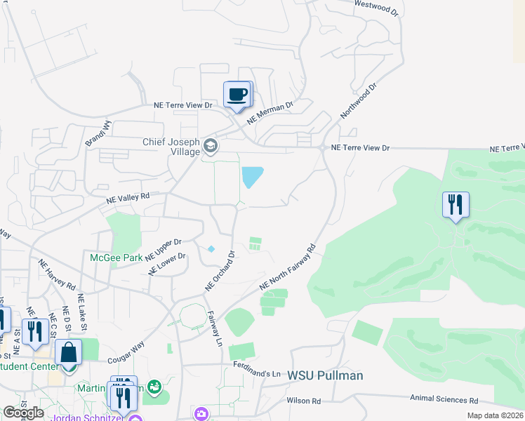 map of restaurants, bars, coffee shops, grocery stores, and more near 1445 NE North Fairway Dr in Pullman