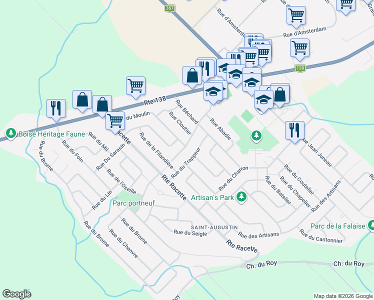 map of restaurants, bars, coffee shops, grocery stores, and more near 139 Rue du Collège in Saint-Augustin-de-Desmaures