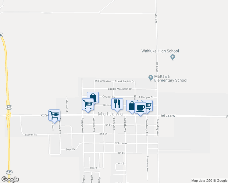 map of restaurants, bars, coffee shops, grocery stores, and more near 300 Saddle Mountain Drive in Mattawa