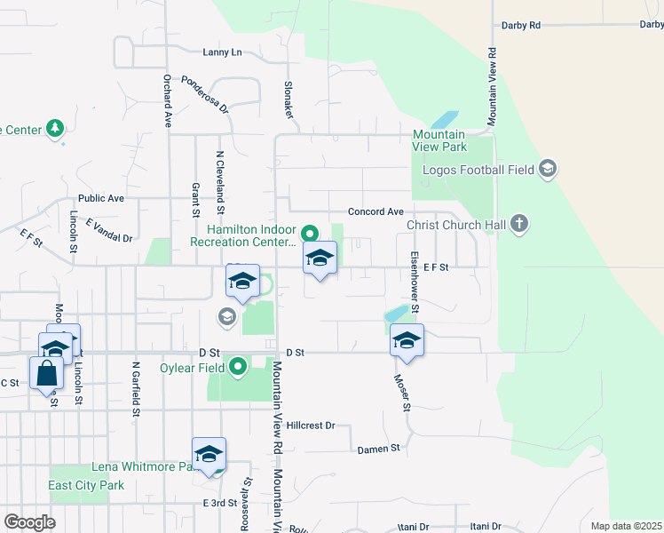 map of restaurants, bars, coffee shops, grocery stores, and more near 1779-1911 East F Street in Moscow