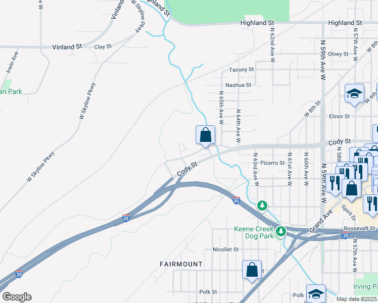 map of restaurants, bars, coffee shops, grocery stores, and more near 6621 Westgate Boulevard in Duluth
