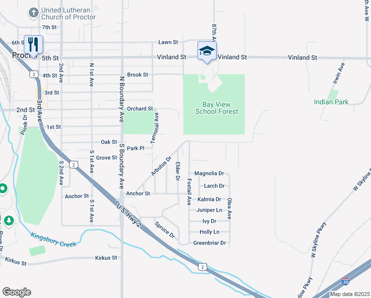 map of restaurants, bars, coffee shops, grocery stores, and more near 2-18 Foxtail Avenue in Duluth