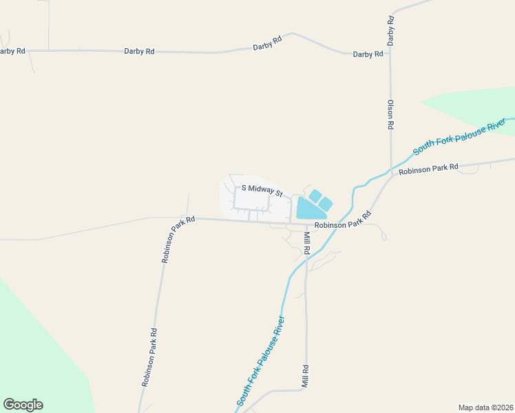 map of restaurants, bars, coffee shops, grocery stores, and more near South Midway Street in Latah County