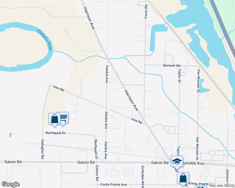 map of restaurants, bars, coffee shops, grocery stores, and more near 2112 Sandra Avenue in Centralia