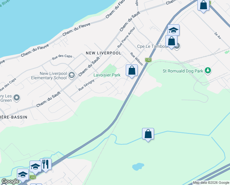 map of restaurants, bars, coffee shops, grocery stores, and more near 370 Rue des Rainettes in Lévis