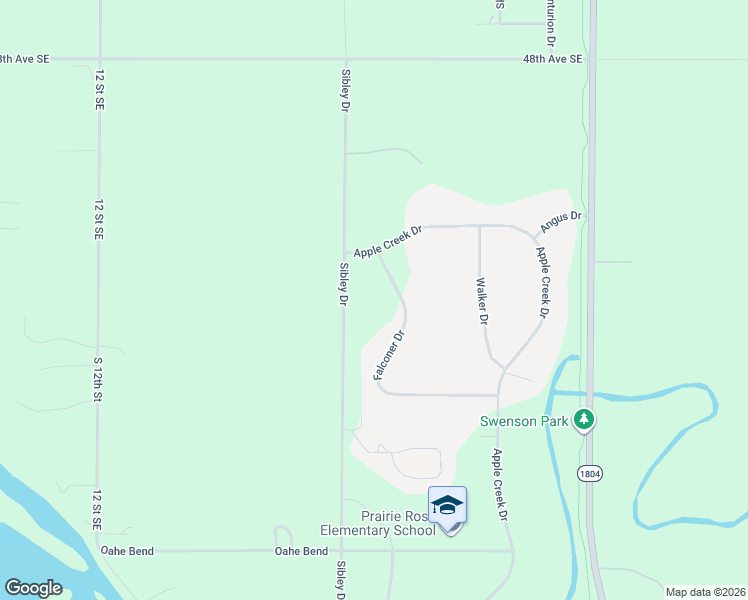 map of restaurants, bars, coffee shops, grocery stores, and more near 5300 Falconer Drive in Bismarck