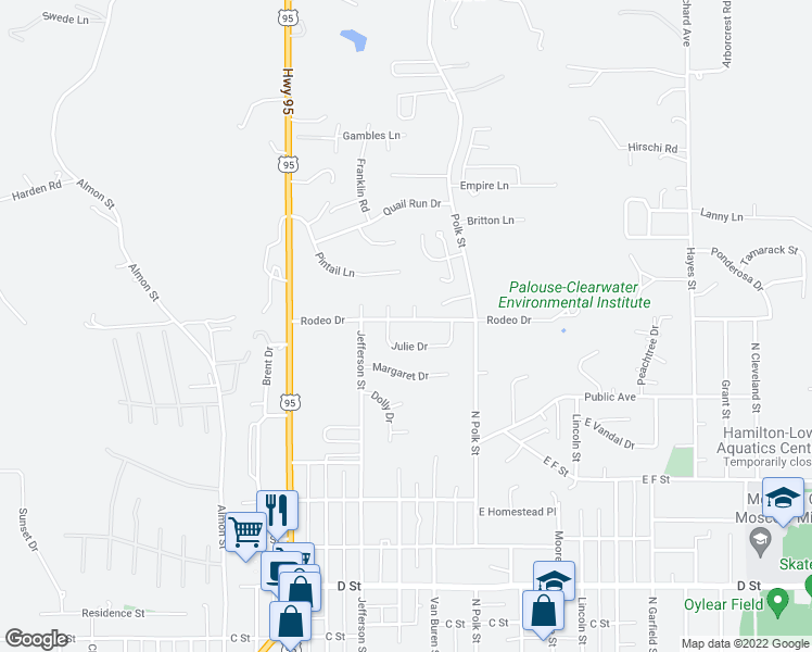 map of restaurants, bars, coffee shops, grocery stores, and more near 307 Rodeo Drive in Moscow