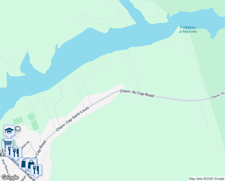 map of restaurants, bars, coffee shops, grocery stores, and more near 261 Chemin du Cap Road in Beaurivage