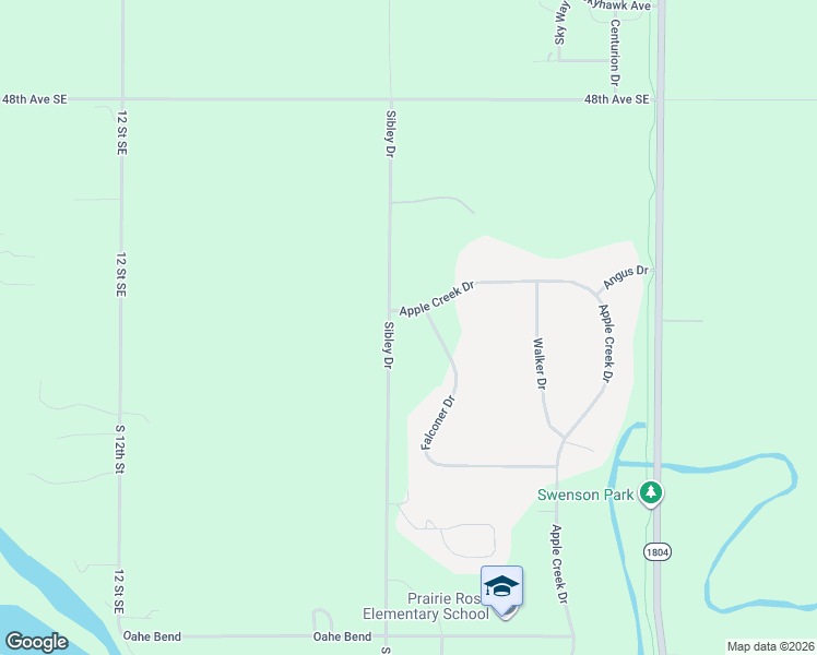 map of restaurants, bars, coffee shops, grocery stores, and more near 5300 Falconer Drive in Bismarck
