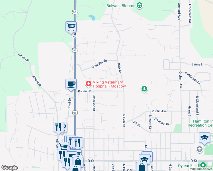 map of restaurants, bars, coffee shops, grocery stores, and more near 307 Rodeo Drive in Moscow