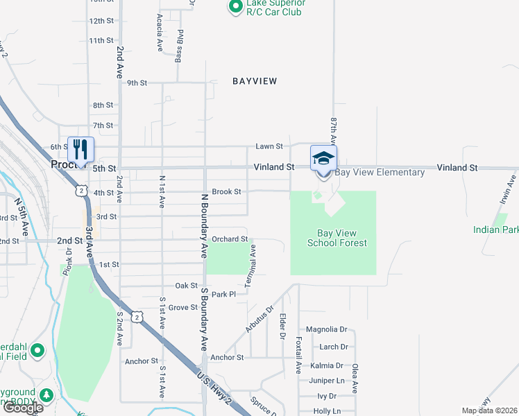 map of restaurants, bars, coffee shops, grocery stores, and more near 9133 Brook Street in Duluth