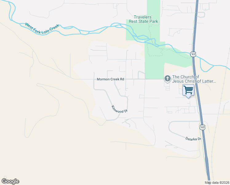 map of restaurants, bars, coffee shops, grocery stores, and more near 13033 Kimwood Drive in Lolo