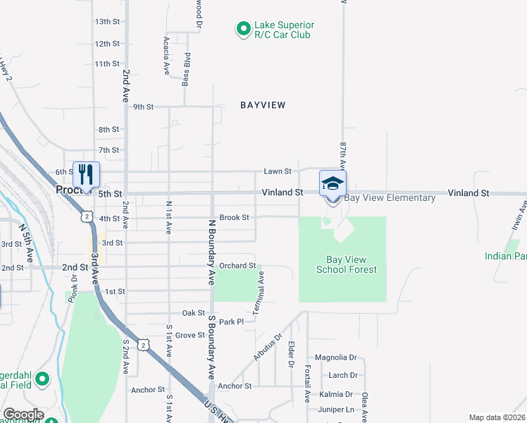 map of restaurants, bars, coffee shops, grocery stores, and more near 9133 Brook Street in Duluth