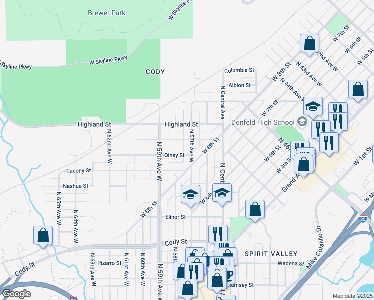 map of restaurants, bars, coffee shops, grocery stores, and more near in Duluth