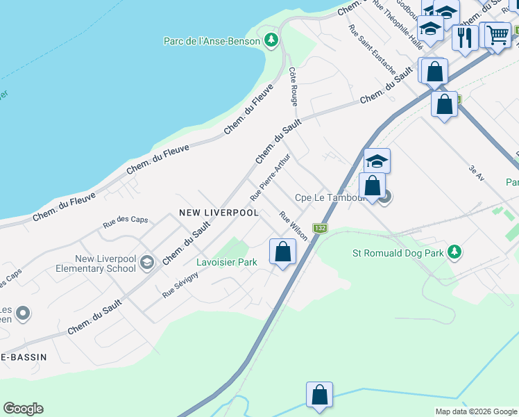 map of restaurants, bars, coffee shops, grocery stores, and more near 273 Rue du Vallon in Lévis